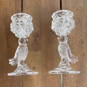 Set of two Vintage Hofbauer Byrdes Crystal Candle Holders 1979